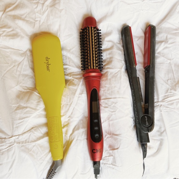 Lot of 3 hot tools drybar brush crush Chi Amplitude FHI flat iron